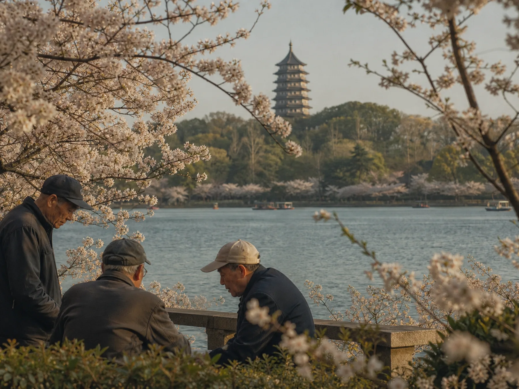 First visual context: Wuhan blossom season: a route with reserve