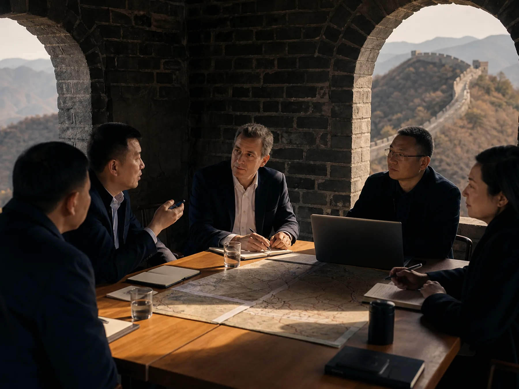 Team building at the Great Wall: production detail
